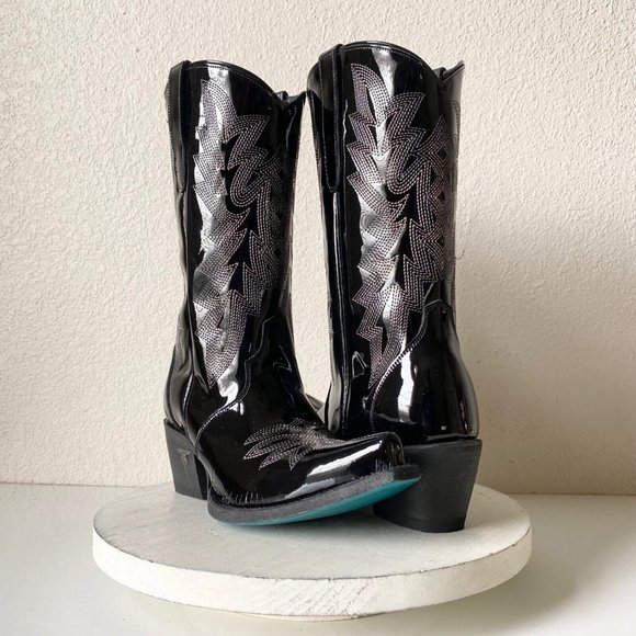 Lane Boots Shoes - Lane Off The Record Womens Western Boots 8 Black Midi Cowboy Boots Snip Toe